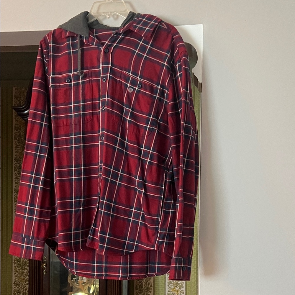 American Eagle Outfitters Red Plaid Shirt Jacket